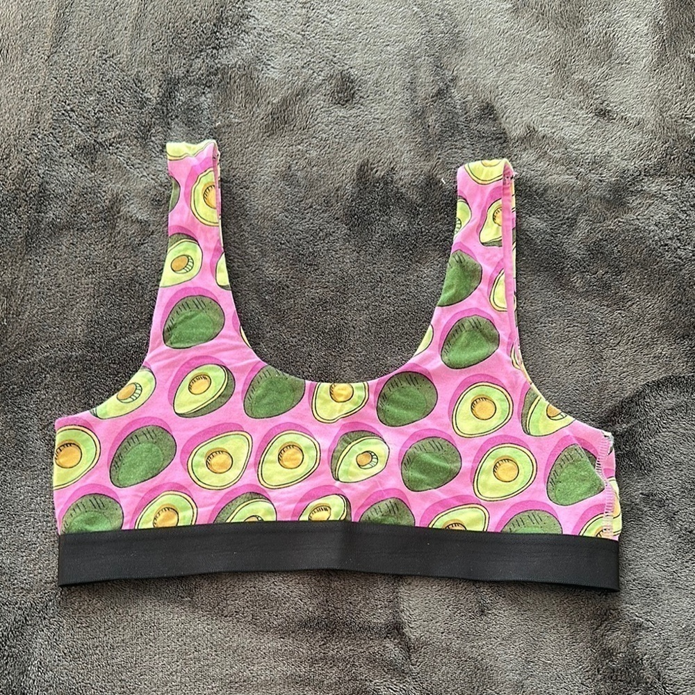 MeUndies Avocado Print UltraModal™ Core Scoop Bralette - Pink/Green - Size Large